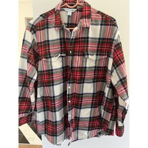 Old Navy Womens XL Boyfriend Shirt Top Flannel Red Plaid Grunge Gorpcore Outdoor